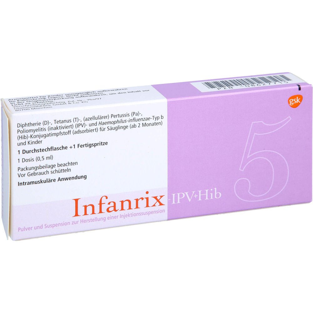 Das Produktfoto zeigt Infanrix-Ipv+Hib Plv.+Susp.Z.Herst.Injektionssusp. (1 stk) PZN 08627715