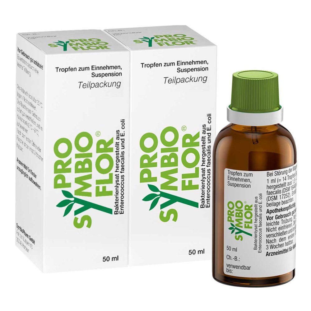 Das Produktfoto zeigt Pro-Symbioflor Suspension (2X50 ml) PZN 08636217