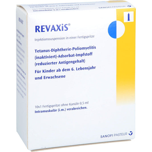 Das Produktfoto zeigt Revaxis Injekt.-Susp.I.E.Fertigspritze (10X1 stk) PZN 08645765