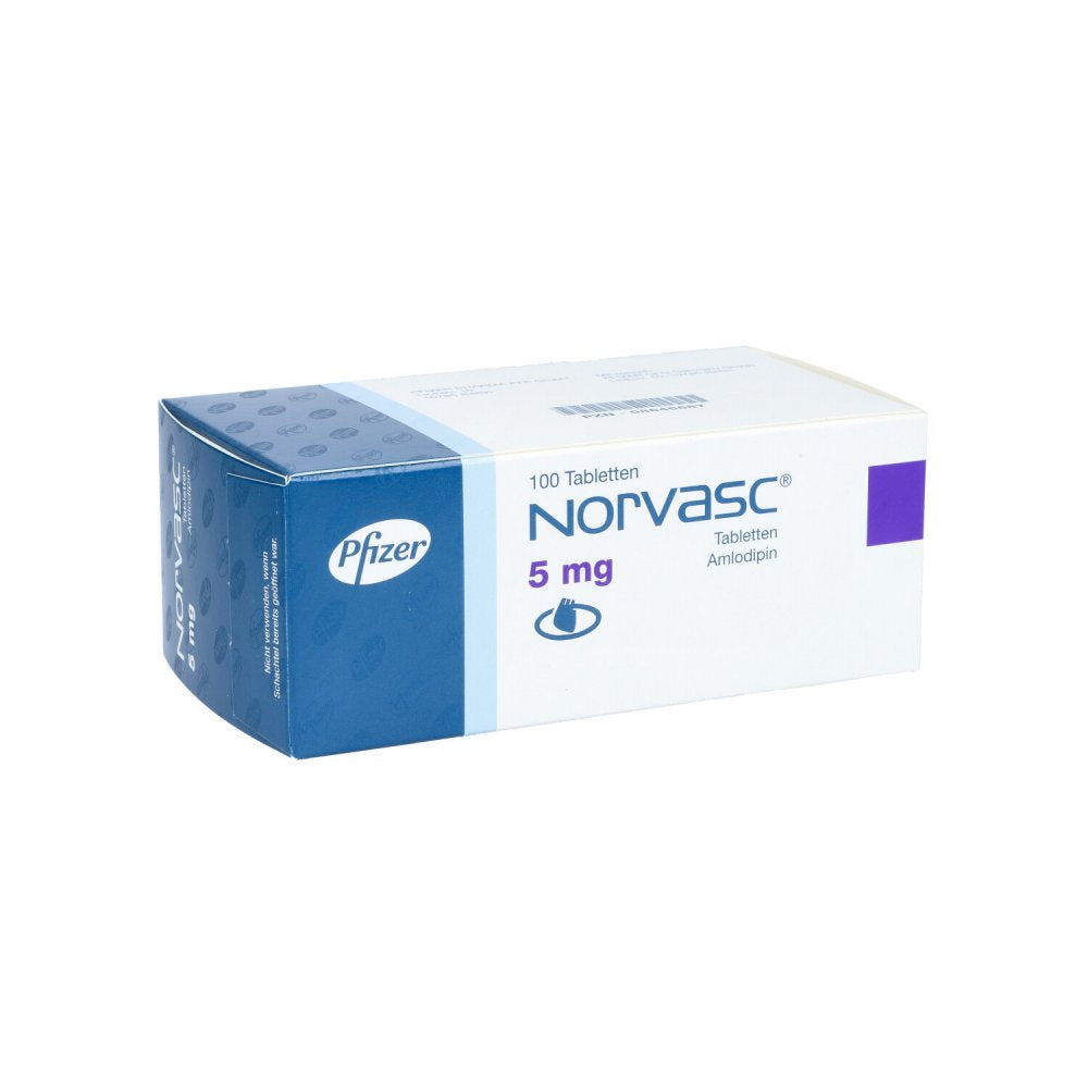Das Produktfoto zeigt Norvasc 5 Mg Tabletten (100 stk) PZN 08646687