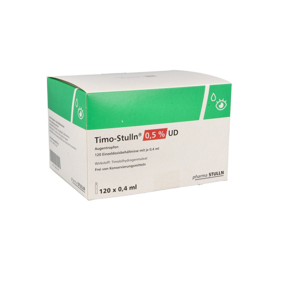 Das Produktfoto zeigt Timo-Stulln 0,5% Ud Augentropfen (120X0.4 ml) PZN 08653109