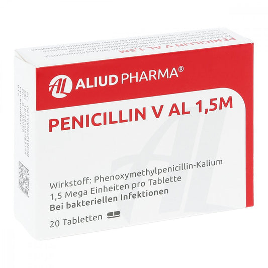 Das Produktfoto zeigt Penicillin V Al 1,5 M Tabletten (20 stk) PZN 08671923
