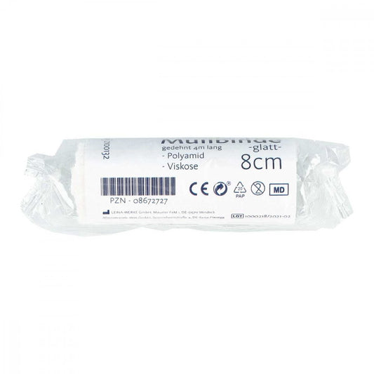 Das Produktfoto zeigt Mullbinden Elastisch 8 Cmx4 M Genopharm (1 stk) PZN 08672727