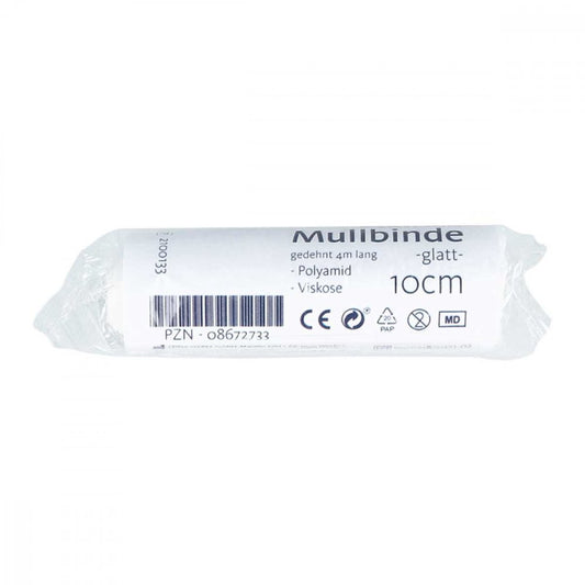 Das Produktfoto zeigt Mullbinden Elastisch 10 Cmx4 M Genopharm (1 stk) PZN 08672733