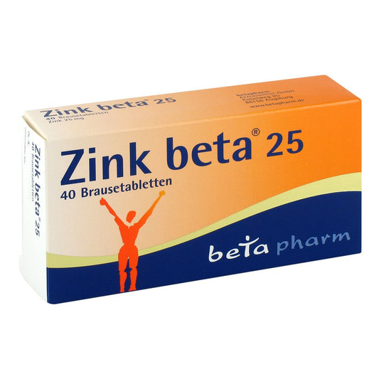 Das Produktfoto zeigt Zink Beta 25 Brausetabletten (40 stk) PZN 08690613