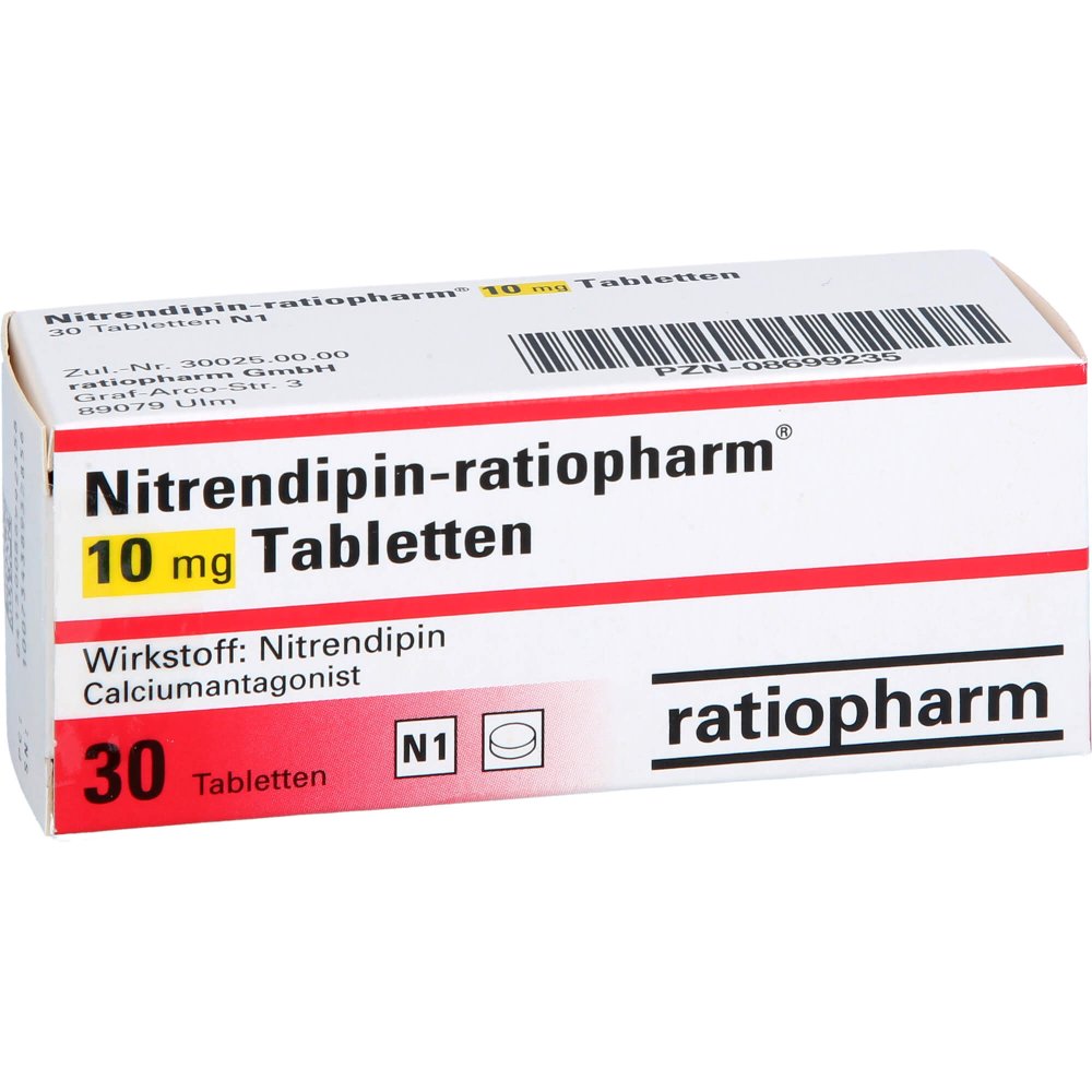 Das Produktfoto zeigt Nitrendipin-Ratiopharm 10 Mg Tabletten (30 stk) PZN 08699235