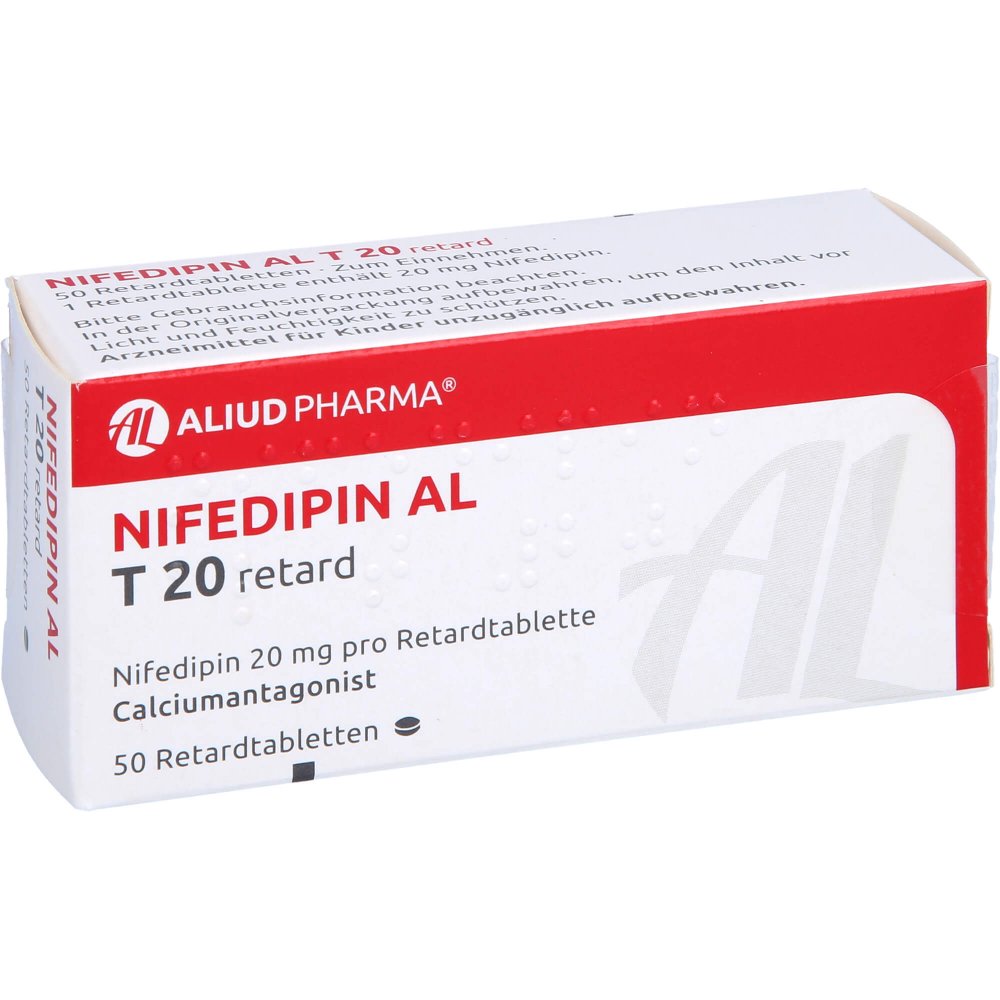Das Produktfoto zeigt Nifedipin Al T 20 Retard Tabl. (50 stk) PZN 08715460