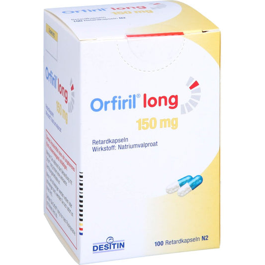 Das Produktfoto zeigt Orfiril Long 150 Mg Retardkapseln (100 stk) PZN 08718895