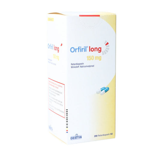 Das Produktfoto zeigt Orfiril Long 150 Mg Retardkapseln (200 stk) PZN 08718903