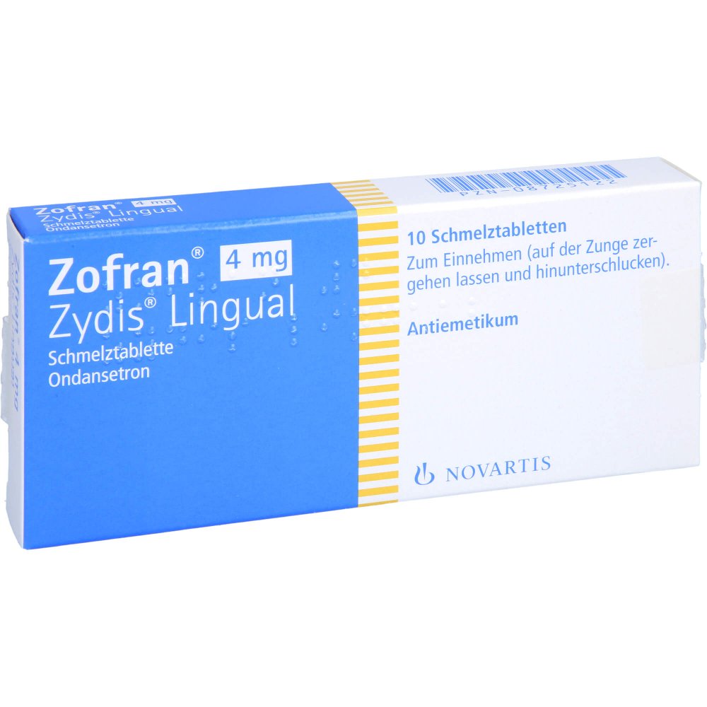 Das Produktfoto zeigt Zofran 4 Mg Zydis Lingual Schmelztabletten (10 stk) PZN 08725122