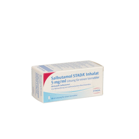 Das Produktfoto zeigt Salbutamol Stada Inhalat 5 Mg/Ml Lsg.F.E.Vernebl. (10 ml) PZN 08730399