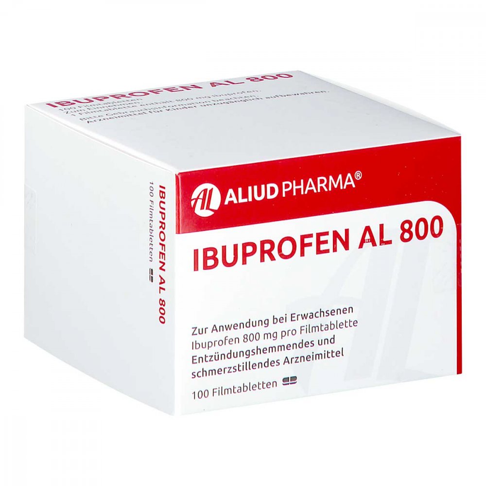 Das Produktfoto zeigt Ibuprofen Al 800 Filmtabletten (100 stk) PZN 08753207