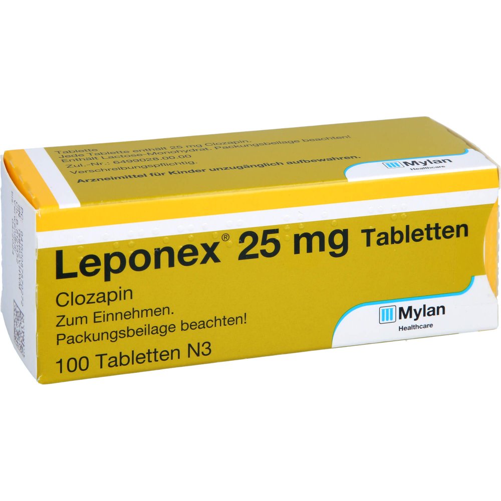 Das Produktfoto zeigt Leponex 25 Mg Tabletten (100 stk) PZN 08757027