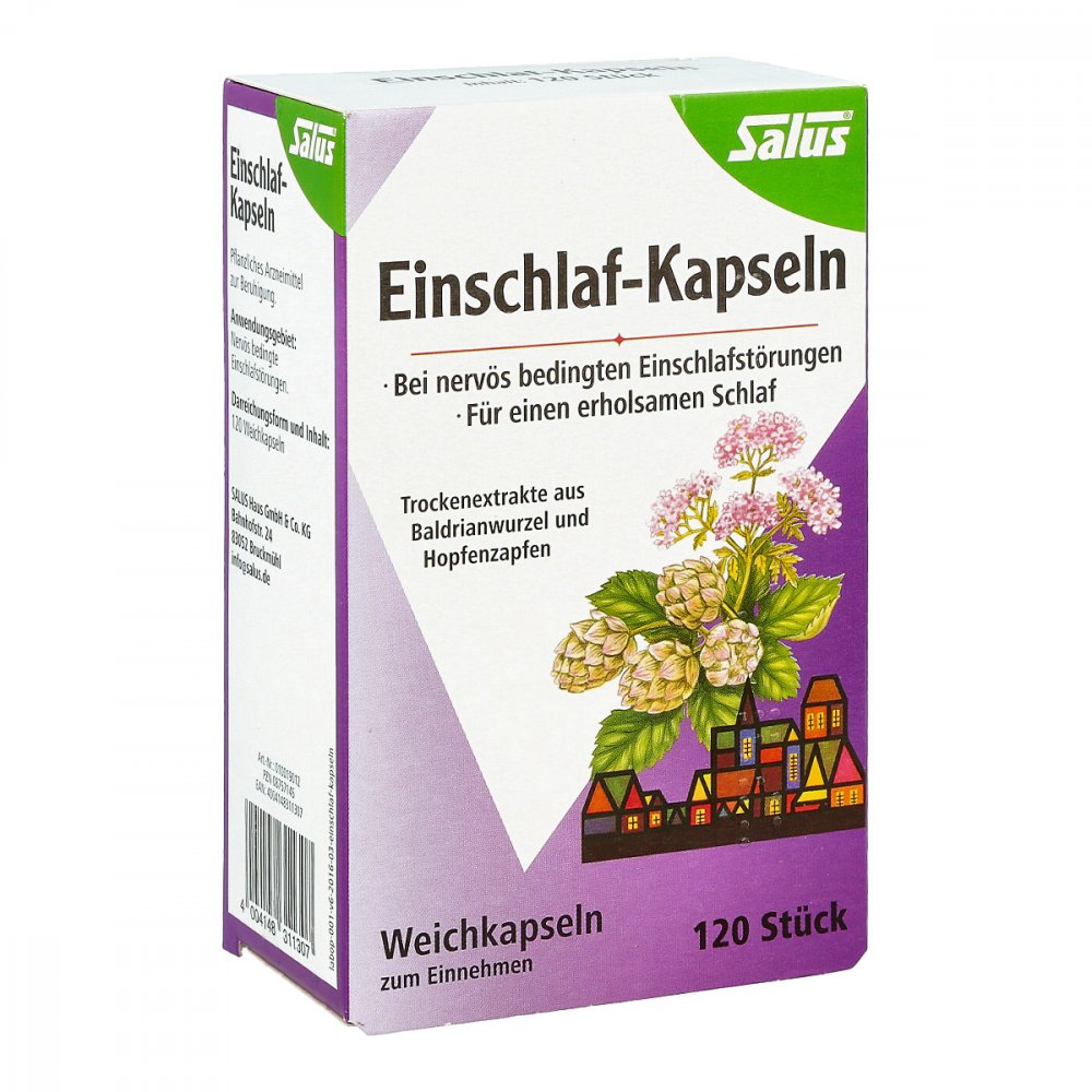 Das Produktfoto zeigt Einschlaf Kapseln Salus (120 stk) PZN 08757145