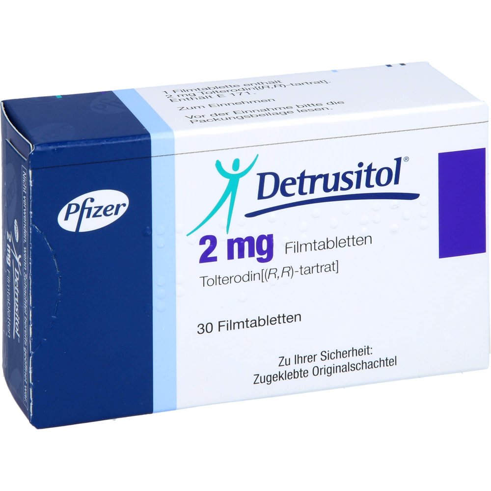 Das Produktfoto zeigt Detrusitol 2 Mg Filmtabletten (30 stk) PZN 08759931