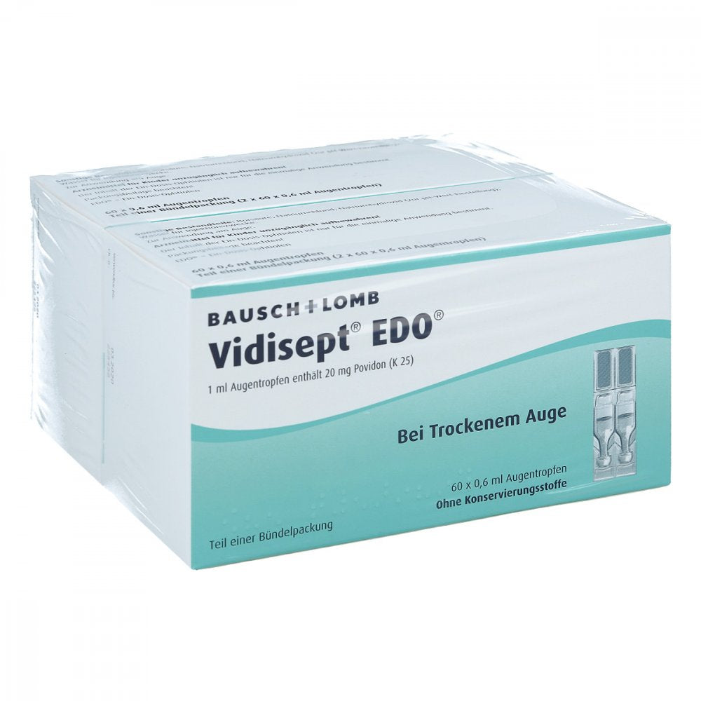 Das Produktfoto zeigt Vidisept Edo Ein Dosis Ophtiolen (120X0.6 ml) PZN 08768781