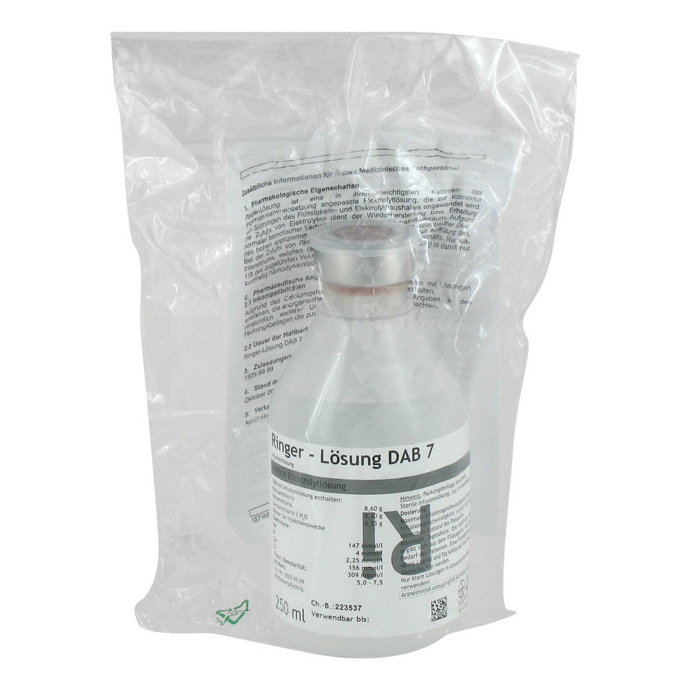 Das Produktfoto zeigt Ringer Lösung Dab 7 Plastik (250 ml) PZN 08774184