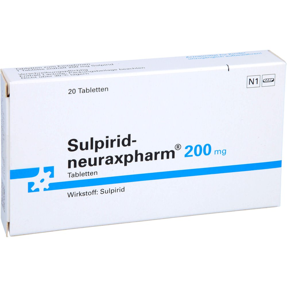 Das Produktfoto zeigt Sulpirid-Neuraxpharm 200 Mg Tabletten (20 stk) PZN 08782203