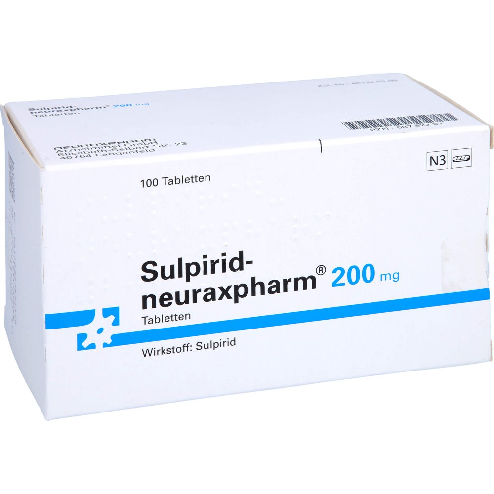 Das Produktfoto zeigt Sulpirid-Neuraxpharm 200 Mg Tabletten (100 stk) PZN 08782232