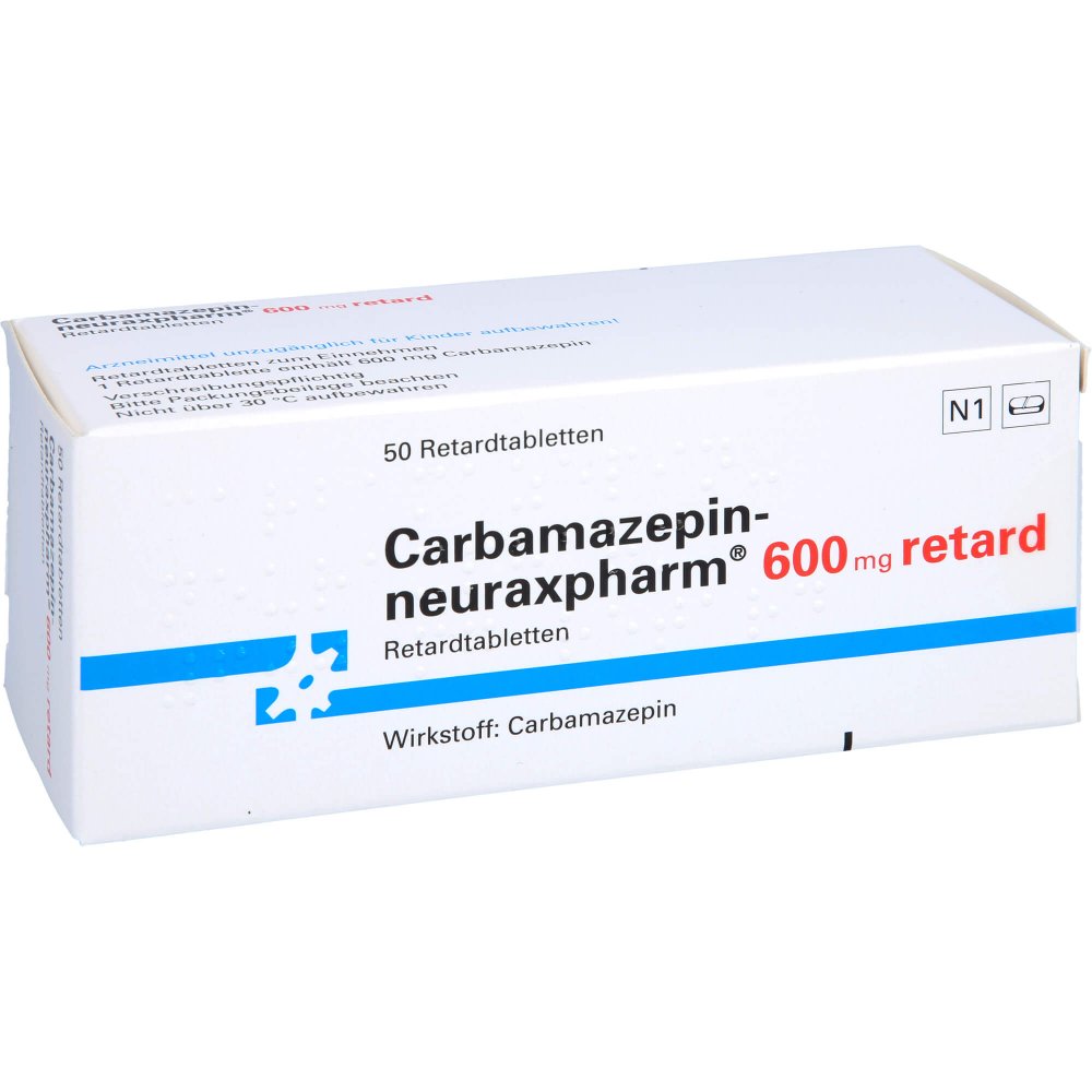Das Produktfoto zeigt Carbamazepin-Neuraxpharm 600 Mg Retard Tabl. (50 stk) PZN 08782309