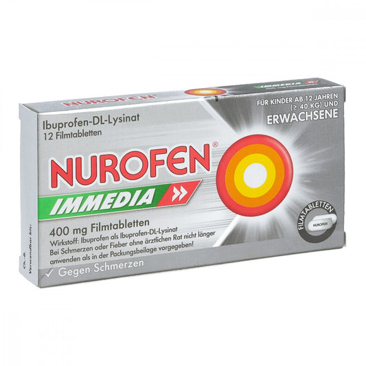 Das Produktfoto zeigt Nurofen Immedia 400 Mg Filmtabletten (12 stk) PZN 08794442