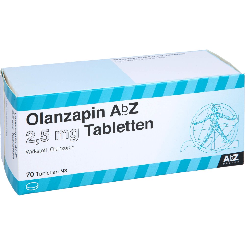 Das Produktfoto zeigt Olanzapin Abz 2,5 Mg Tabletten (70 stk) PZN 08805482