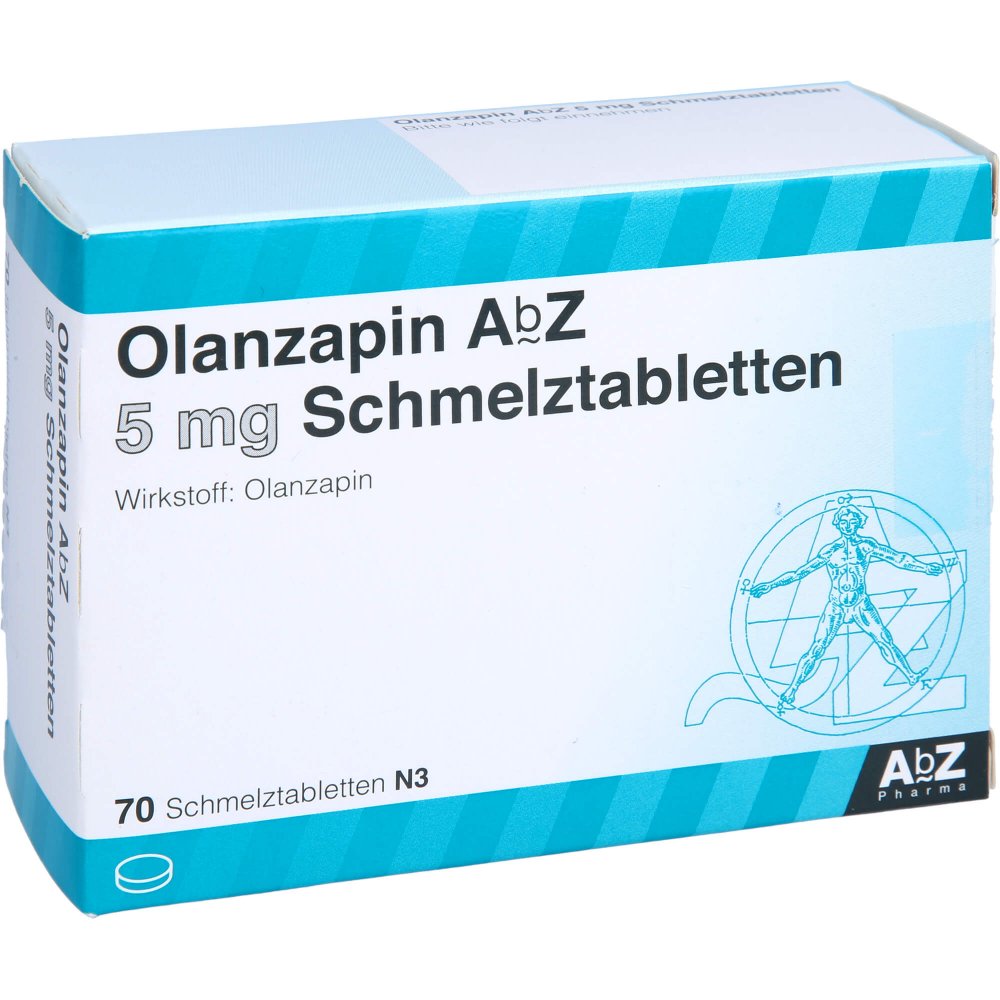 Das Produktfoto zeigt Olanzapin Abz 5 Mg Schmelztabletten (70 stk) PZN 08805571