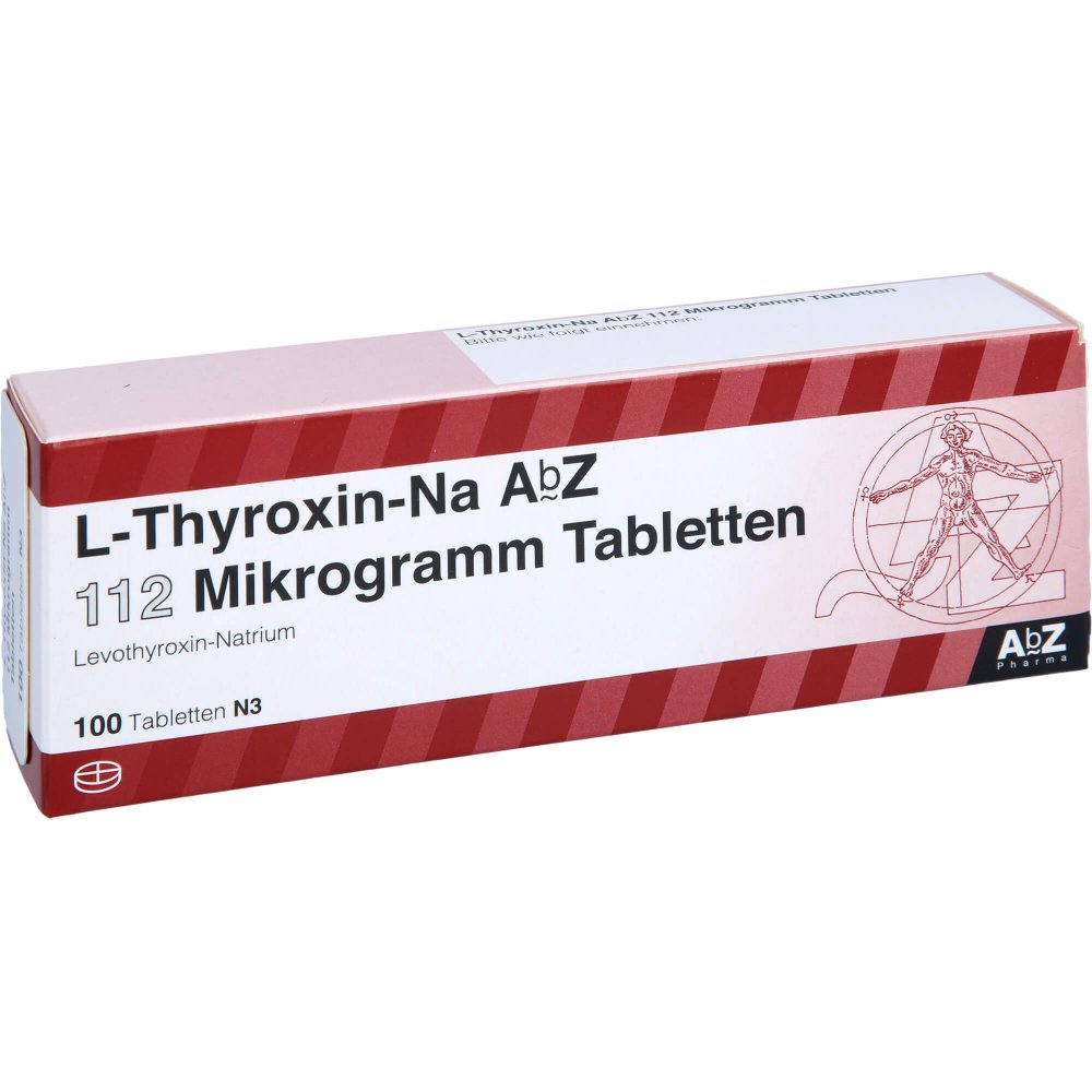 Das Produktfoto zeigt L-Thyroxin-Na Abz 112 Mikrogramm Tabletten (100 stk) PZN 08812045