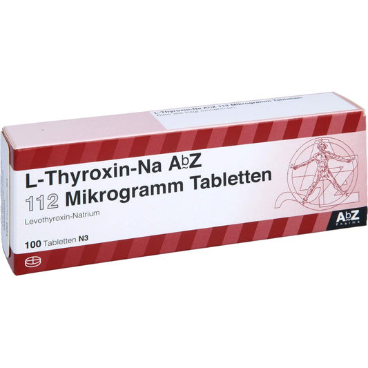 Das Produktfoto zeigt L-Thyroxin-Na Abz 112 Mikrogramm Tabletten (100 stk) PZN 08812045