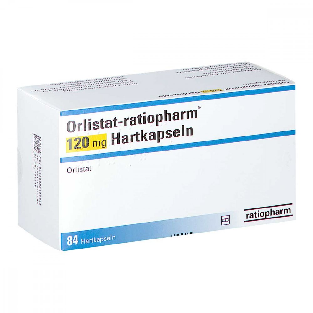 Das Produktfoto zeigt Orlistat-Ratiopharm 120 Mg Hartkapseln (84 stk) PZN 08813984