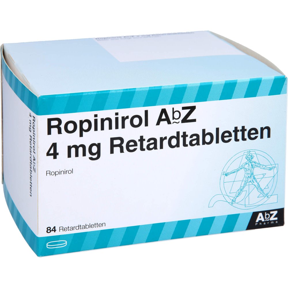 Das Produktfoto zeigt Ropinirol Abz 4 Mg Retardtabletten (84 stk) PZN 08814699