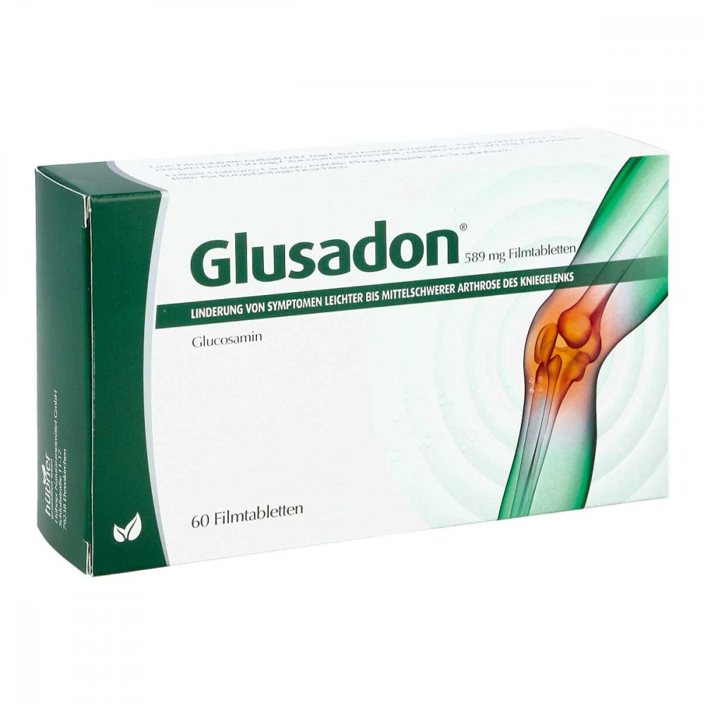 Das Produktfoto zeigt Glusadon 589 Mg Filmtabletten (60 stk) PZN 08818697