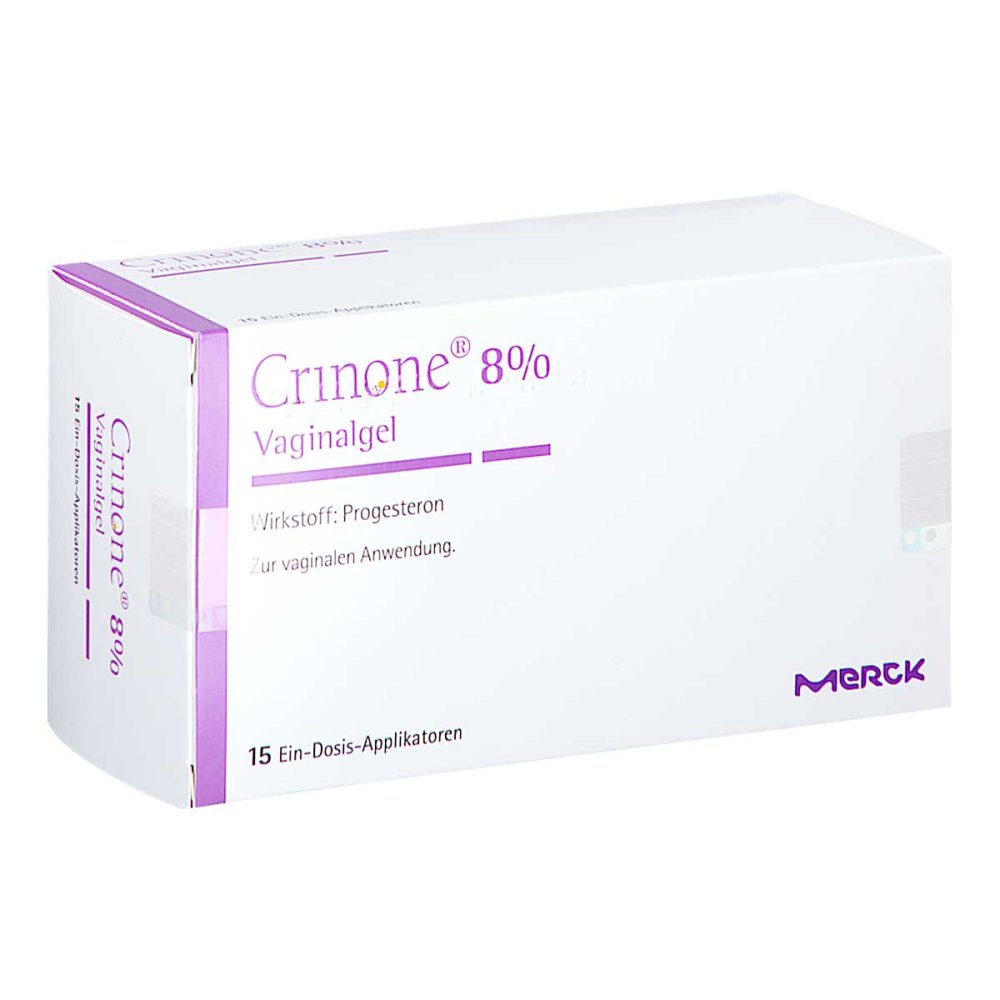 Das Produktfoto zeigt Crinone 8% Applikatoren Vaginalgel (1X15 stk) PZN 08819030