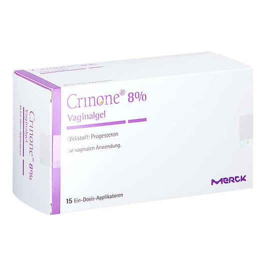 Das Produktfoto zeigt Crinone 8% Applikatoren Vaginalgel (1X15 stk) PZN 08819030