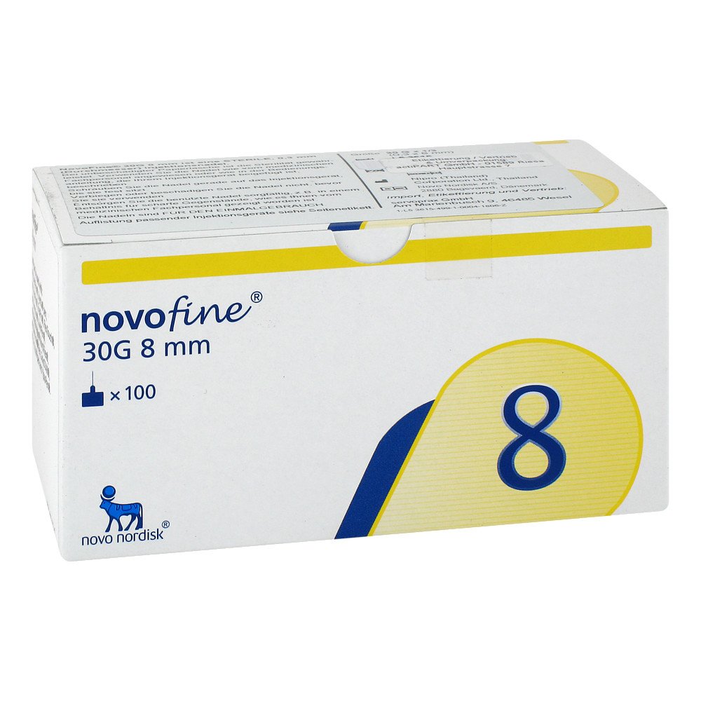 Das Produktfoto zeigt Novofine Import Nadeln 30 G 0,30x8 Mm (100 stk) PZN 08820599