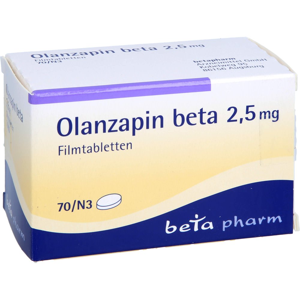 Das Produktfoto zeigt Olanzapin Beta 2,5 Mg Filmtabletten (70 stk) PZN 08832763