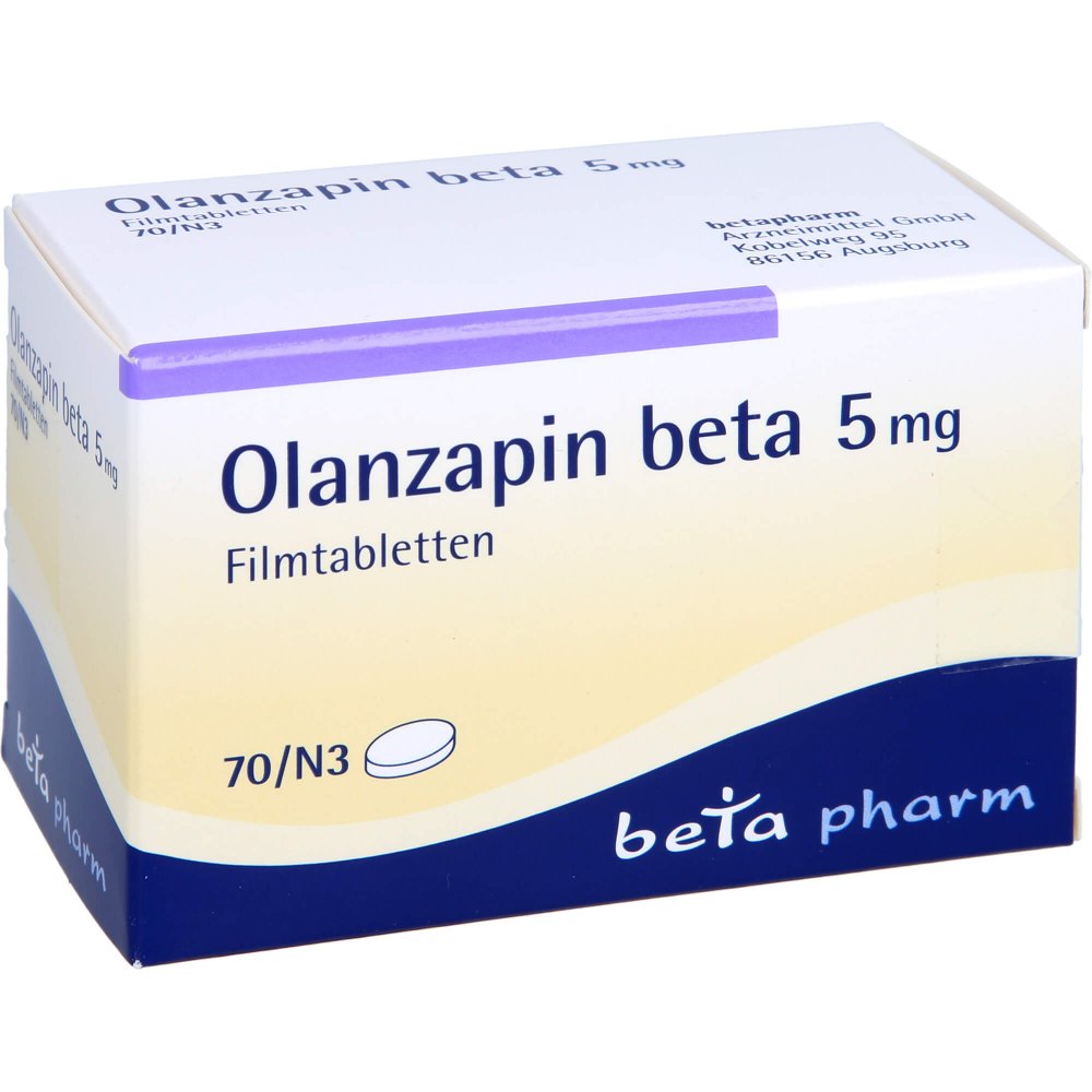 Das Produktfoto zeigt Olanzapin Beta 5 Mg Filmtabletten (70 stk) PZN 08832823
