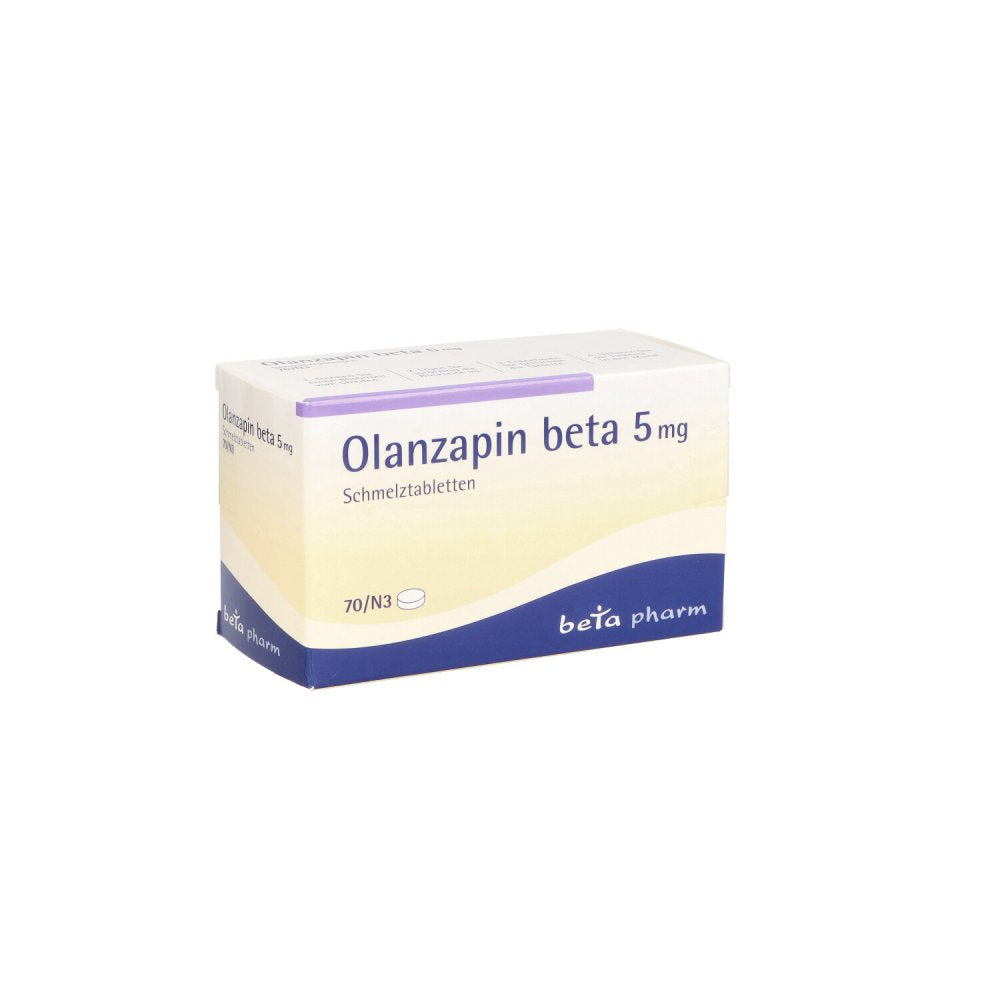 Das Produktfoto zeigt Olanzapin Beta 5 Mg Schmelztabletten (70 stk) PZN 08833099