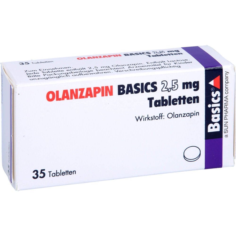 Das Produktfoto zeigt Olanzapin Basics 2,5 Mg Tabletten (35 stk) PZN 08837565