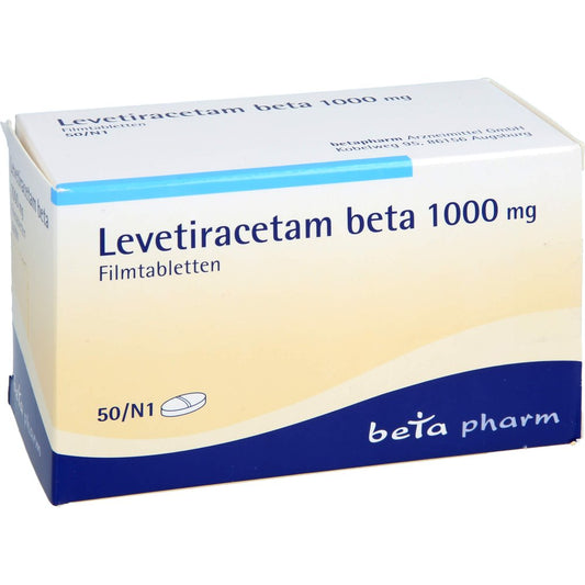 Das Produktfoto zeigt Levetiracetam Beta 1000 Mg Filmtabletten (50 stk) PZN 08841130