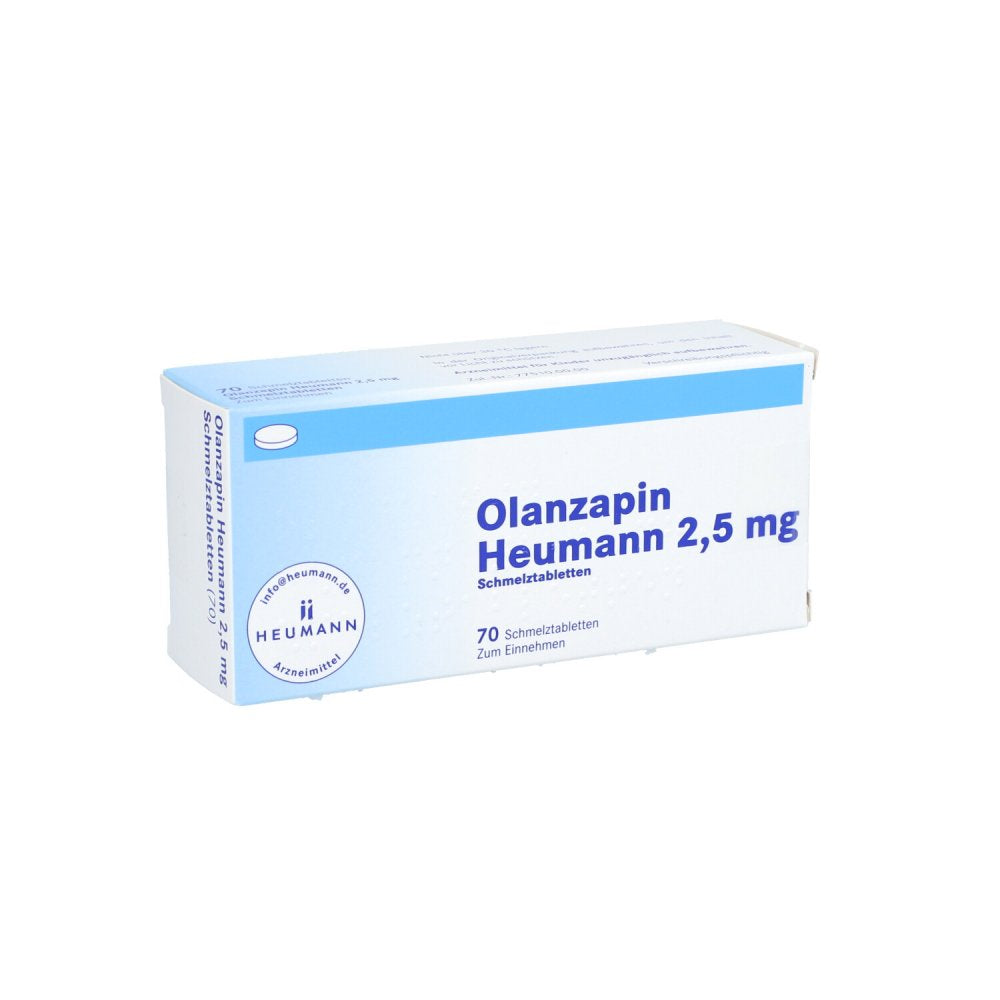 Das Produktfoto zeigt Olanzapin Heumann 2,5 Mg Schmelztabletten (70 stk) PZN 08850407