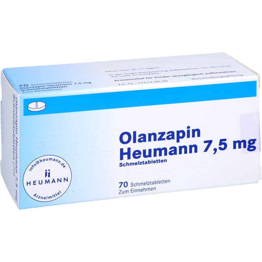 Das Produktfoto zeigt Olanzapin Heumann 7,5 Mg Schmelztabletten (70 stk) PZN 08850459