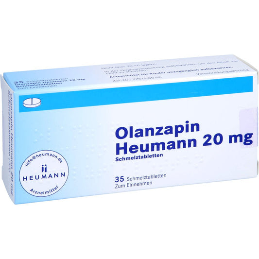 Das Produktfoto zeigt Olanzapin Heumann 20 Mg Schmelztabletten (35 stk) PZN 08850502