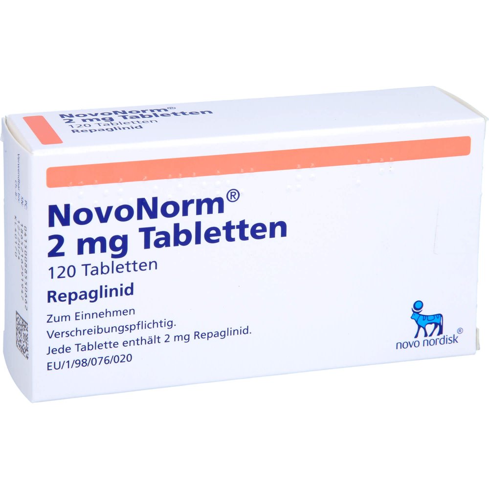 Das Produktfoto zeigt Novonorm 2 Mg Tabletten (120 stk) PZN 08855066