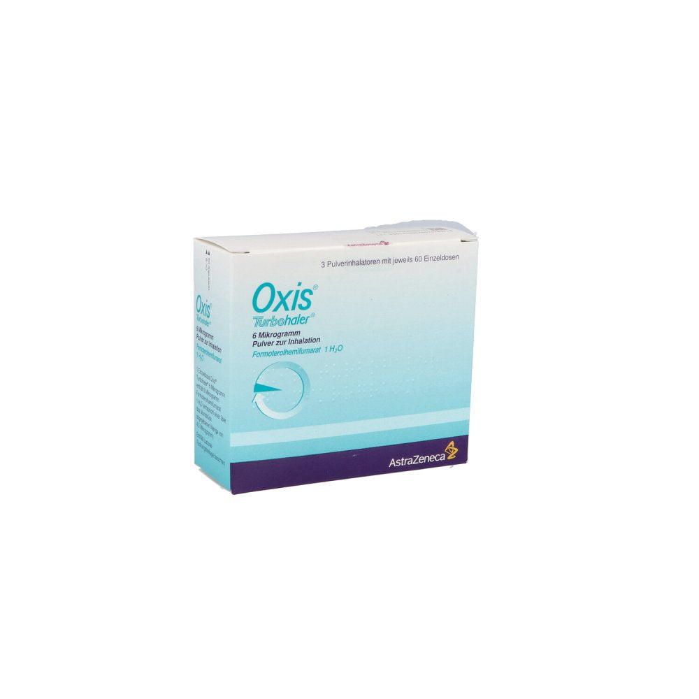 Das Produktfoto zeigt Oxis Turbohaler 6 Μg 60 Ed Inhalationspulver (3X1 stk) PZN 08859041
