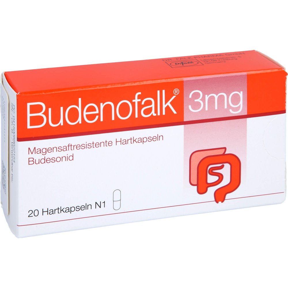 Das Produktfoto zeigt Budenofalk 3 Mg Magensaftresistente Hartkapseln (20 stk) PZN 08862215