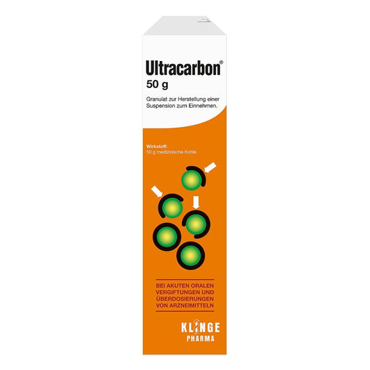 Das Produktfoto zeigt Ultracarbon Granulat (61.5 g) PZN 08863054