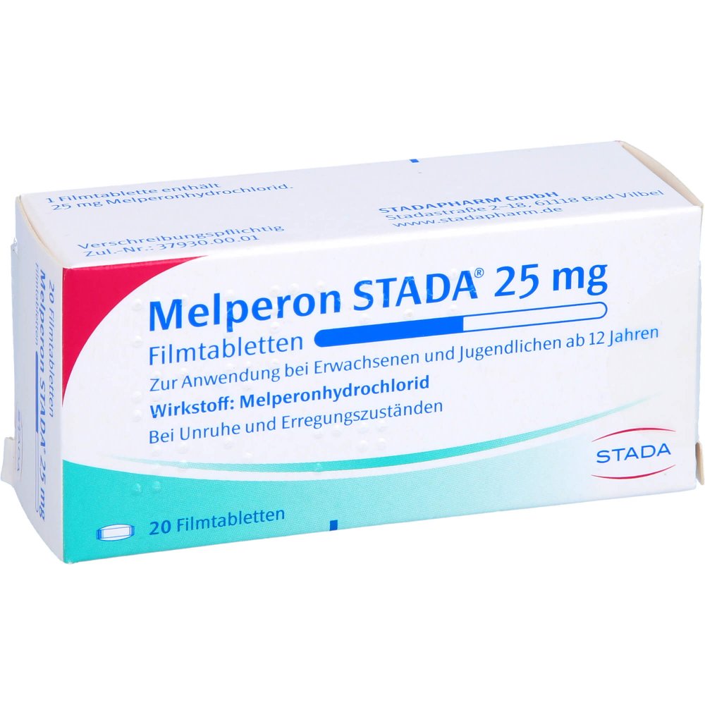 Das Produktfoto zeigt Melperon Stada 25 Mg Filmtabletten (20 stk) PZN 08865283