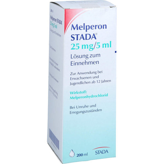 Das Produktfoto zeigt Melperon Stada 25 Mg/5 Ml Lösung Zum Einnehmen (200 ml) PZN 08865372