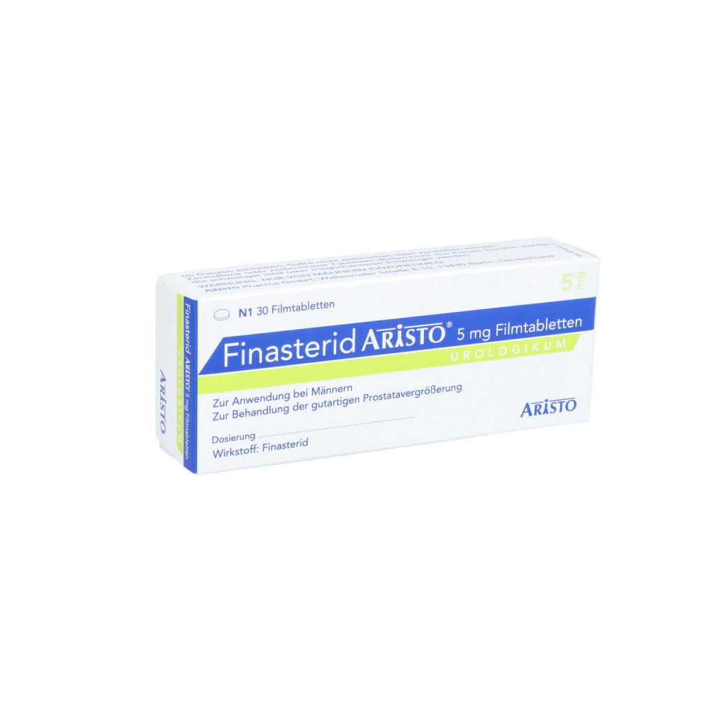 Das Produktfoto zeigt Finasterid Aristo 5 Mg Filmtabletten (30 stk) PZN 08867046